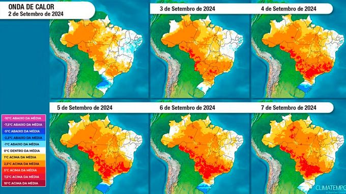 Onda de calor começa nessa semana e deve levar setembro a bater recordes históricos; veja previsão do tempo pelo Brasil