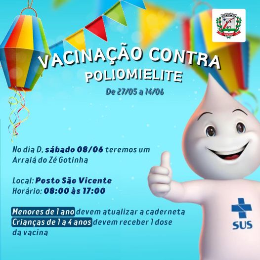 Campanha de vacinação contra a poliomielite vai até dia 14 no Paraná.